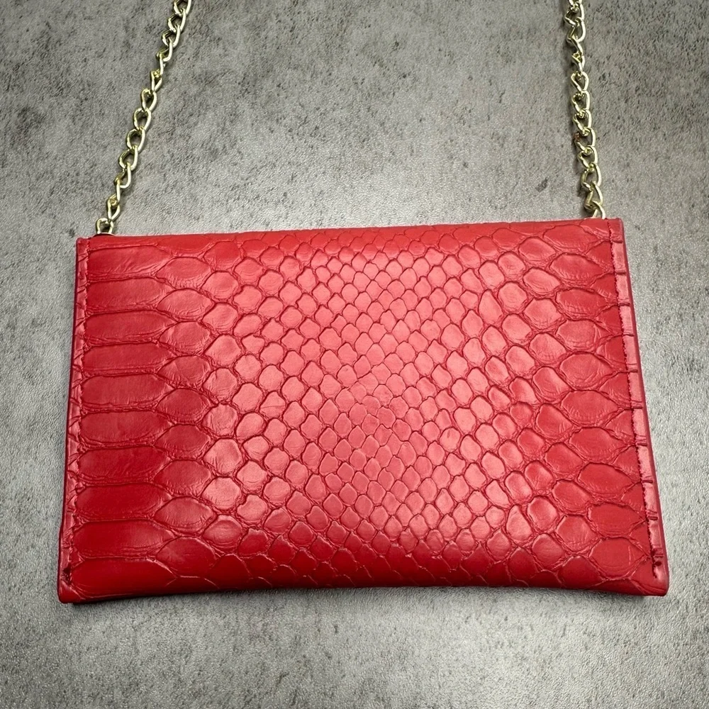Ava + Kris Meg Ruby Red Faux Snake Skin Crossbody / Evening Bag - Picture 3 of 6